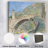Impressionist Stone Arch Bridge Mediterranean Village Landscape Canvas Wall Art Print Decor Picture Ready to Hang