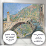 Impressionist Stone Arch Bridge Mediterranean Village Landscape Canvas Wall Art Print Decor Picture Ready to Hang