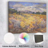 Golden Wildflower Meadow Mountain Watercolour Landscape Canvas Wall Art Print Decor Picture Ready to Hang