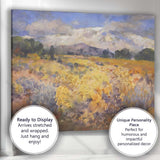 Golden Wildflower Meadow Mountain Watercolour Landscape Canvas Wall Art Print Decor Picture Ready to Hang