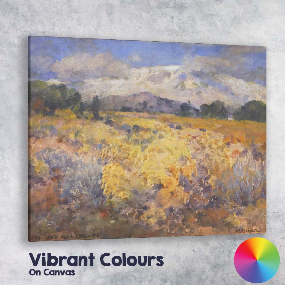 Golden Wildflower Meadow Mountain Watercolour Landscape Canvas Wall Art Print Decor Picture Ready to Hang