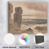Stormy Seascape Coastal Cliffs Watercolour Landscape Canvas Wall Art Print Decor Picture Ready to Hang