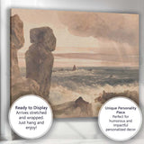 Stormy Seascape Coastal Cliffs Watercolour Landscape Canvas Wall Art Print Decor Picture Ready to Hang
