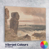 Stormy Seascape Coastal Cliffs Watercolour Landscape Canvas Wall Art Print Decor Picture Ready to Hang