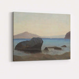 Peaceful Coastal Bay Rocky Shore Seascape Painting Canvas Wall Art Print Decor Picture Ready to Hang