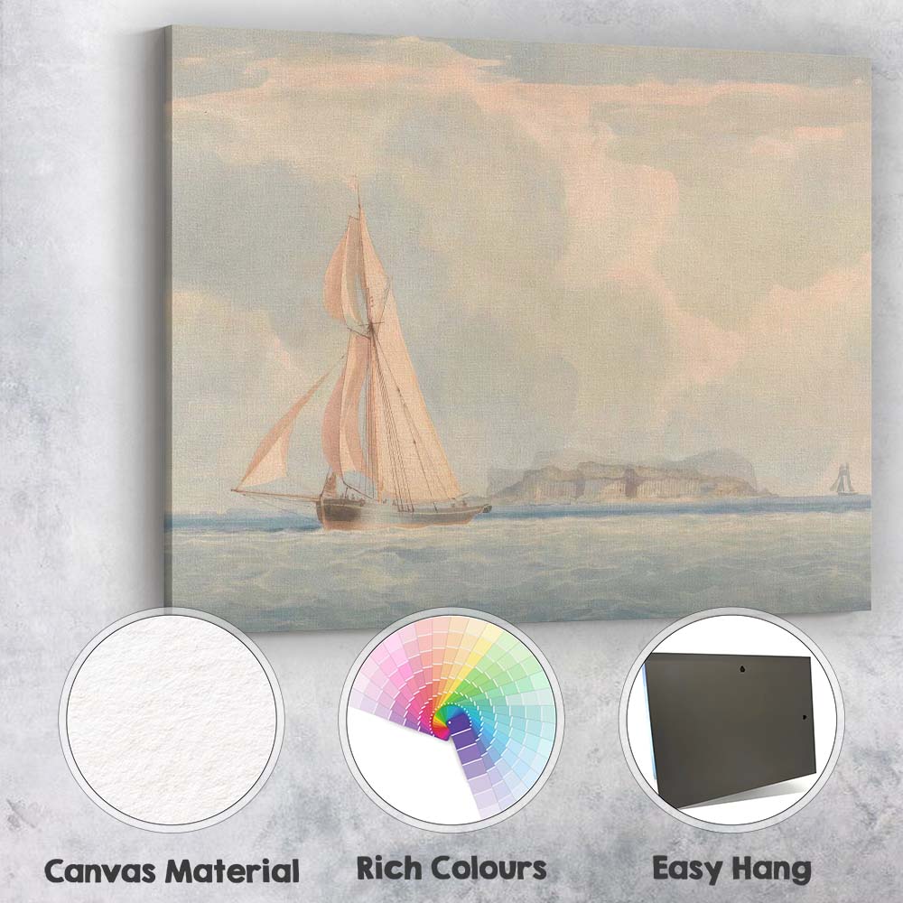 Classic Sailing Yacht Coastal Seascape Watercolour Painting Canvas Wall Art Print Decor Picture Ready to Hang
