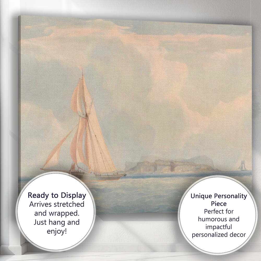 Classic Sailing Yacht Coastal Seascape Watercolour Painting Canvas Wall Art Print Decor Picture Ready to Hang