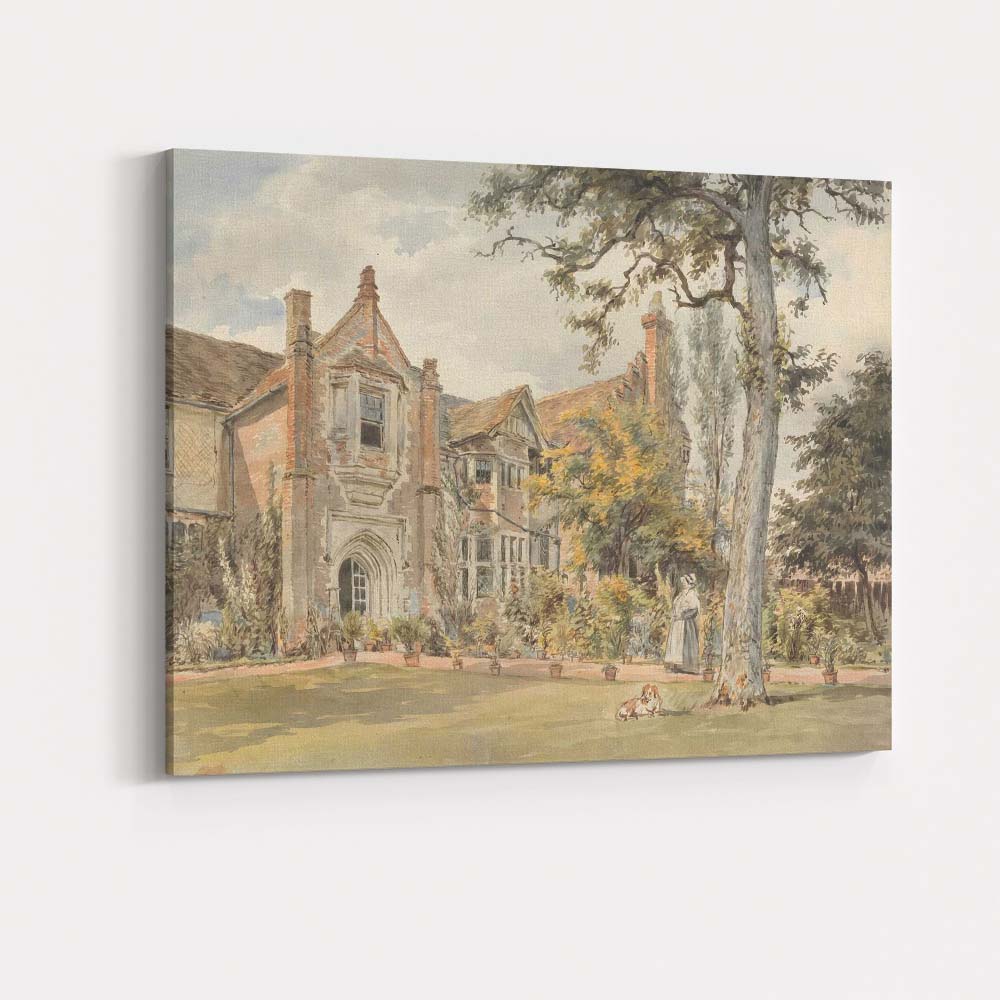 Elegant Victorian Manor House Garden Watercolour Canvas Wall Art Print Decor Picture Ready to Hang