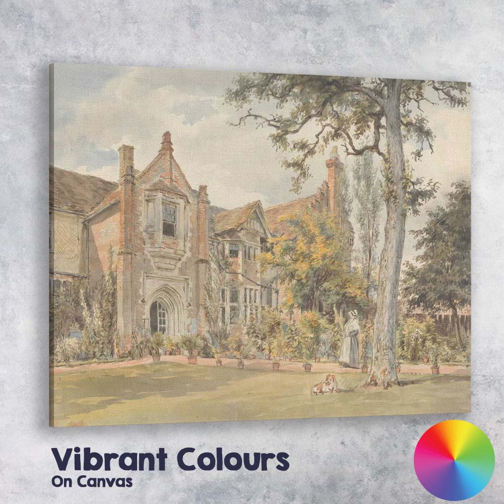 Elegant Victorian Manor House Garden Watercolour Canvas Wall Art Print Decor Picture Ready to Hang