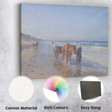 Traditional Ox Cart Along Sandy Beach Coastal Painting Canvas Wall Art Print Decor Picture Ready to Hang