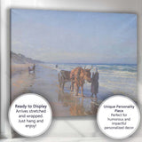 Traditional Ox Cart Along Sandy Beach Coastal Painting Canvas Wall Art Print Decor Picture Ready to Hang