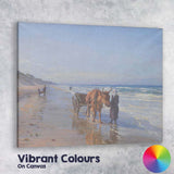 Traditional Ox Cart Along Sandy Beach Coastal Painting Canvas Wall Art Print Decor Picture Ready to Hang