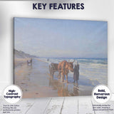 Traditional Ox Cart Along Sandy Beach Coastal Painting Canvas Wall Art Print Decor Picture Ready to Hang