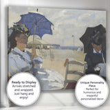 Impressionist Ladies With Parasols Seaside Beach Scene Canvas Wall Art Print Decor Picture Ready to Hang