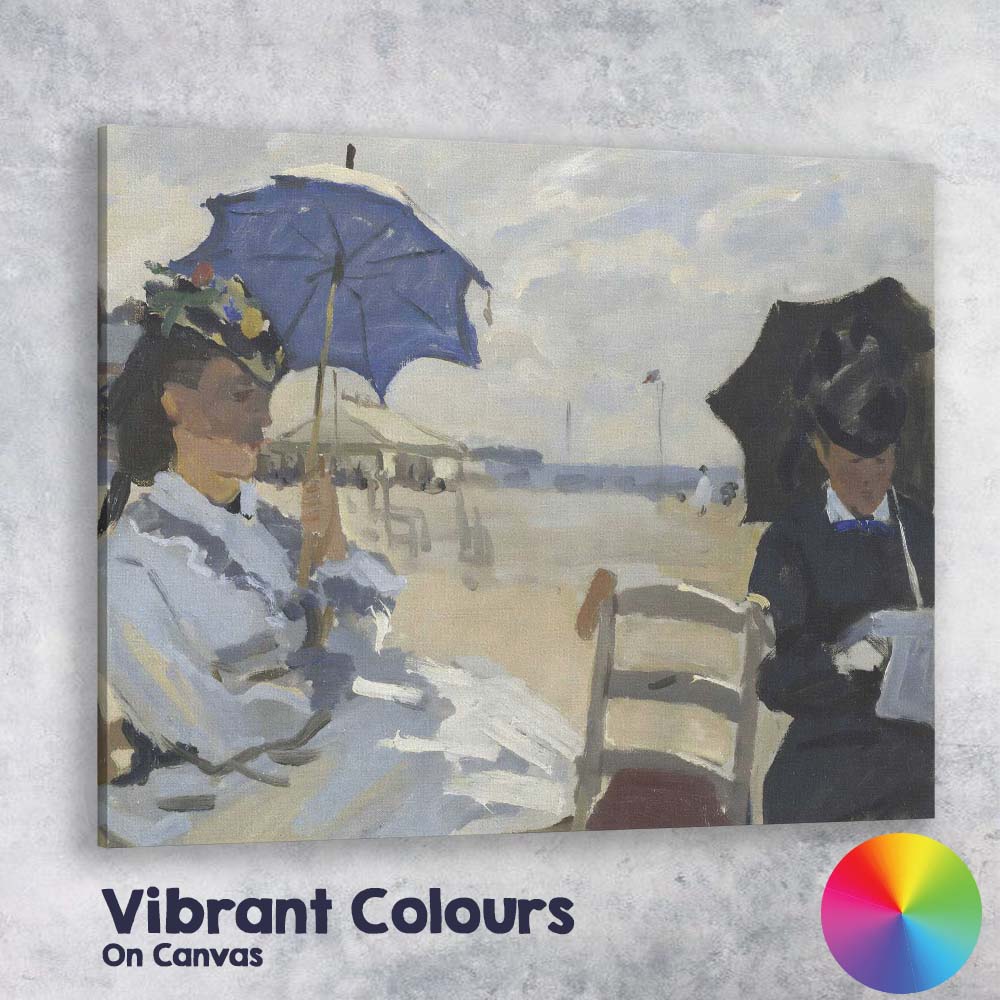 Impressionist Ladies With Parasols Seaside Beach Scene Canvas Wall Art Print Decor Picture Ready to Hang