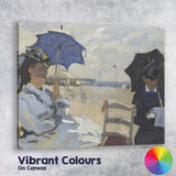 Impressionist Ladies With Parasols Seaside Beach Scene Canvas Wall Art Print Decor Picture Ready to Hang