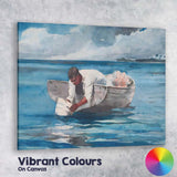 Watercolour Fisherman In Rowboat Tropical Lagoon Scene Canvas Wall Art Print Decor Picture Ready to Hang