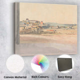 Soft Watercolour Historic Coastal Town Panoramic Countryside Landscape Canvas Wall Art Print Decor Picture Ready to Hang