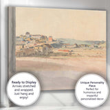 Soft Watercolour Historic Coastal Town Panoramic Countryside Landscape Canvas Wall Art Print Decor Picture Ready to Hang