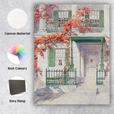 Elegant White Georgian House Autumn Climbing Ivy Watercolour Canvas Wall Art Print Decor Picture Ready to Hang