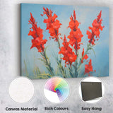 Vibrant Red Gladiolus Floral Bouquet Contemporary Painting Canvas Wall Art Print Decor Picture Ready to Hang