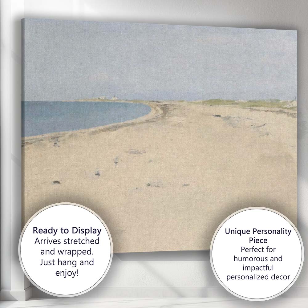 Minimalist Sandy Beach Coastal Dunes Landscape Painting Canvas Wall Art Print Decor Picture Ready to Hang