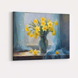 Fresh Yellow Daffodil Bouquet Still Life Window Painting Canvas Wall Art Print Decor Picture Ready to Hang