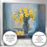 Fresh Yellow Daffodil Bouquet Still Life Window Painting Canvas Wall Art Print Decor Picture Ready to Hang