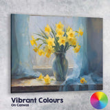 Fresh Yellow Daffodil Bouquet Still Life Window Painting Canvas Wall Art Print Decor Picture Ready to Hang
