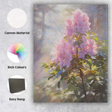 Soft Pink Azalea Blossom Garden Floral Painting Canvas Wall Art Print Decor Picture Ready to Hang