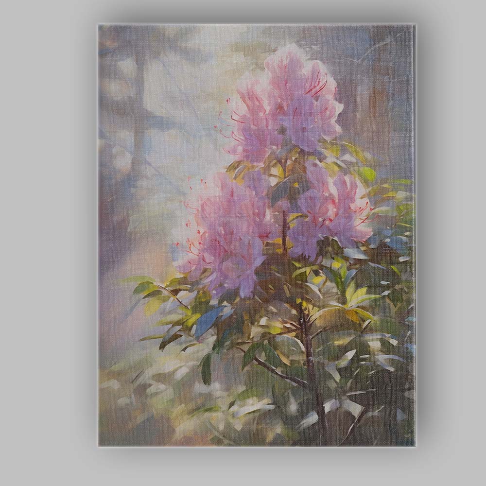 Soft Pink Azalea Blossom Garden Floral Painting Canvas Wall Art Print Decor Picture Ready to Hang