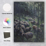 Woodland Sheep Flock Forest Pastoral Landscape Painting Canvas Wall Art Print Decor Picture Ready to Hang