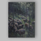 Woodland Sheep Flock Forest Pastoral Landscape Painting Canvas Wall Art Print Decor Picture Ready to Hang