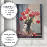 Bright Red Tulip Bouquet Sunlit Window Still Life Canvas Wall Art Print Decor Picture Ready to Hang