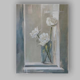 Elegant White Rose Floral Arrangement Minimalist Painting Canvas Wall Art Print Decor Picture Ready to Hang