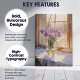 Purple Crocus Bouquet Rustic Window Still Life Painting Canvas Wall Art Print Decor Picture Ready to Hang