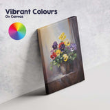 Vibrant Multicoloured Pansy Flower Pot Botanical Painting Canvas Wall Art Print Decor Picture Ready to Hang