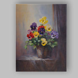 Vibrant Multicoloured Pansy Flower Pot Botanical Painting Canvas Wall Art Print Decor Picture Ready to Hang