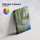 Bright Impressionist Willow Tree Lily Pond Waterscape Canvas Wall Art Print Decor Picture Ready to Hang