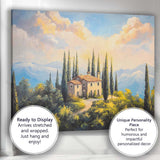 Tuscan Country Villa Cypress Trees Mountain Landscape Canvas Wall Art Print Decor Picture Ready to Hang