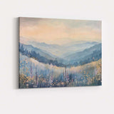 Soft Misty Blue Mountain Wildflower Meadow Landscape Canvas Wall Art Print Decor Picture Ready to Hang