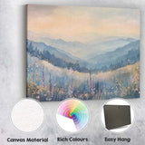 Soft Misty Blue Mountain Wildflower Meadow Landscape Canvas Wall Art Print Decor Picture Ready to Hang