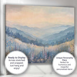 Soft Misty Blue Mountain Wildflower Meadow Landscape Canvas Wall Art Print Decor Picture Ready to Hang