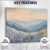 Soft Misty Blue Mountain Wildflower Meadow Landscape Canvas Wall Art Print Decor Picture Ready to Hang