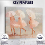 Elegant Women With White Parasols Soft Pastel Beach Scene Canvas Wall Art Print Decor Picture Ready to Hang