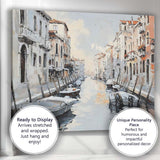 Venetian Canal Boats European Cityscape Impressionist Painting Canvas Wall Art Print Decor Picture Ready to Hang