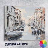 Venetian Canal Boats European Cityscape Impressionist Painting Canvas Wall Art Print Decor Picture Ready to Hang