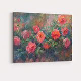 Impressionist Blush Pink Rose Garden Floral Painting Canvas Wall Art Print Decor Picture Ready to Hang