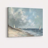 Soft Coastal Seascape Sailing Boats Beach Landscape Canvas Wall Art Print Decor Picture Ready to Hang