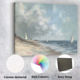 Soft Coastal Seascape Sailing Boats Beach Landscape Canvas Wall Art Print Decor Picture Ready to Hang